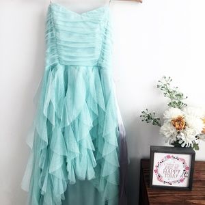 Strapless High-Low Formal Ruffled Dress